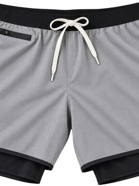 Vuori Elevate Kore Lined 7” Shorts Gray Black Men’s Athletic Performance size M